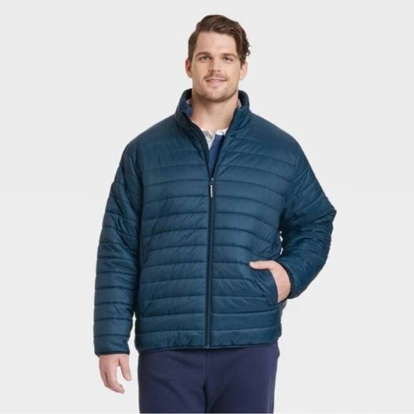 Goodfellow & Co Other - Men’s Goodfellow & Co. Water Resistant Navy Blue Bomber Puffer Jacket Size M